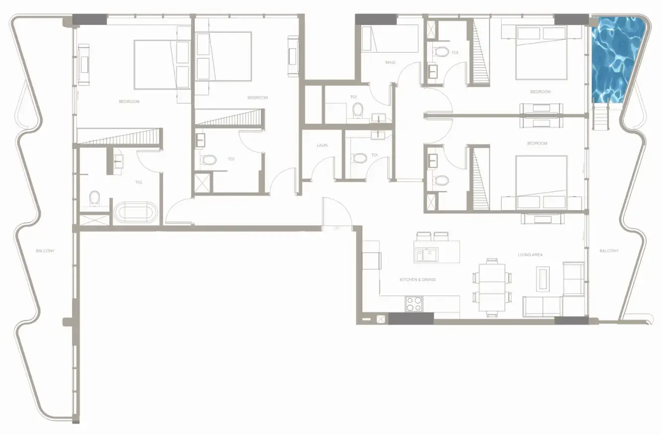 Iluka Residences 4 bed floor plan, 2,200 sqft