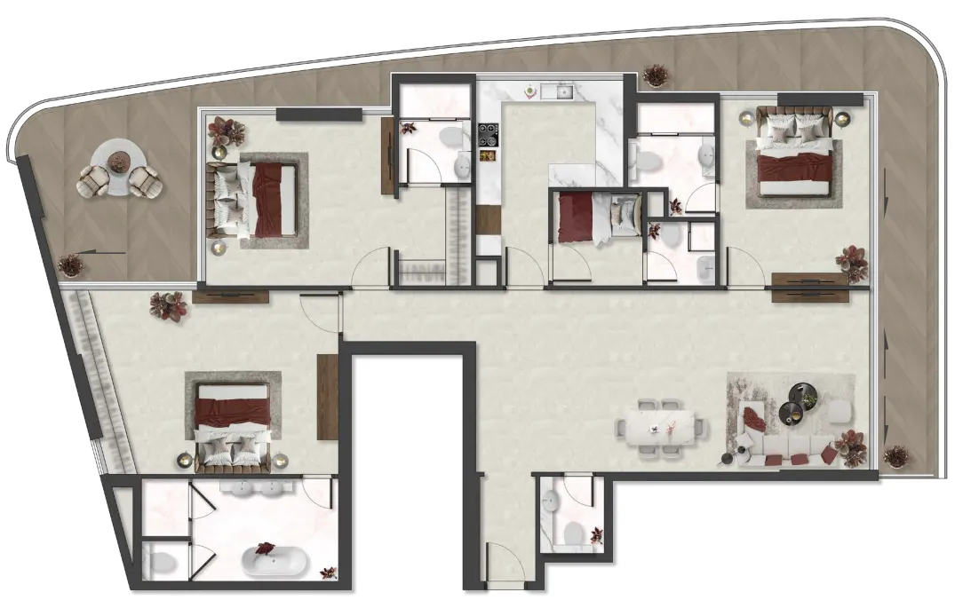 Aquino 3 bed floor plan, 2,237 sqft