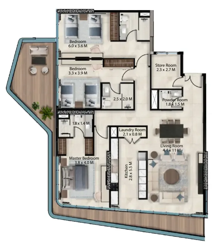Cresswell Views 3 bed floor plan, 2,152 sqft