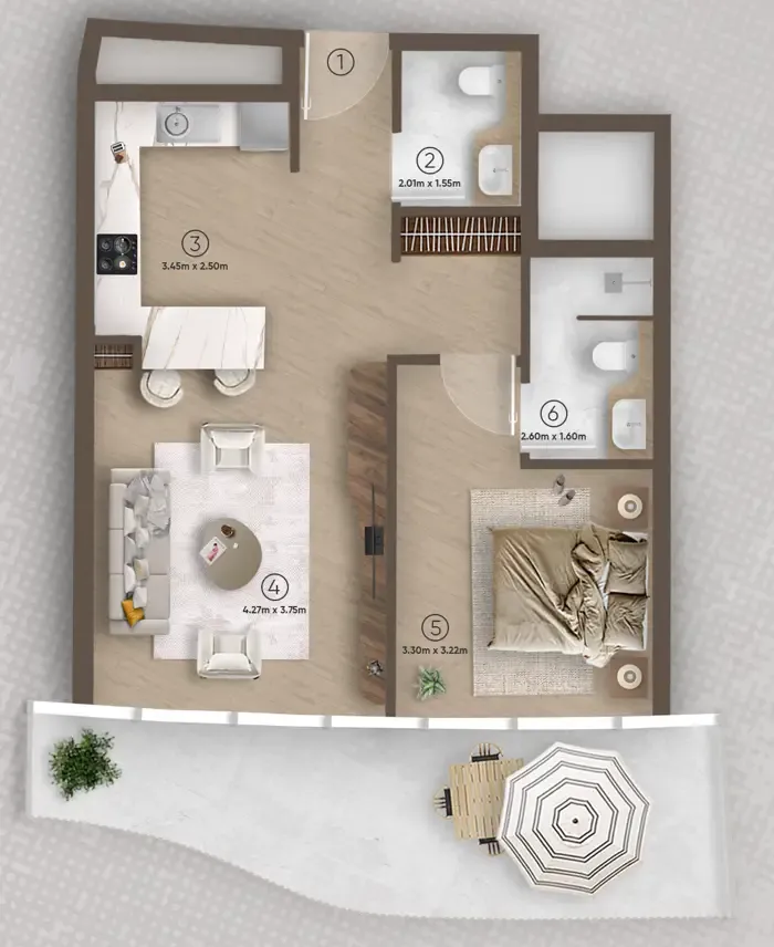 Azure by Lapis 1 bed floor plan, 771 – 794 sqft