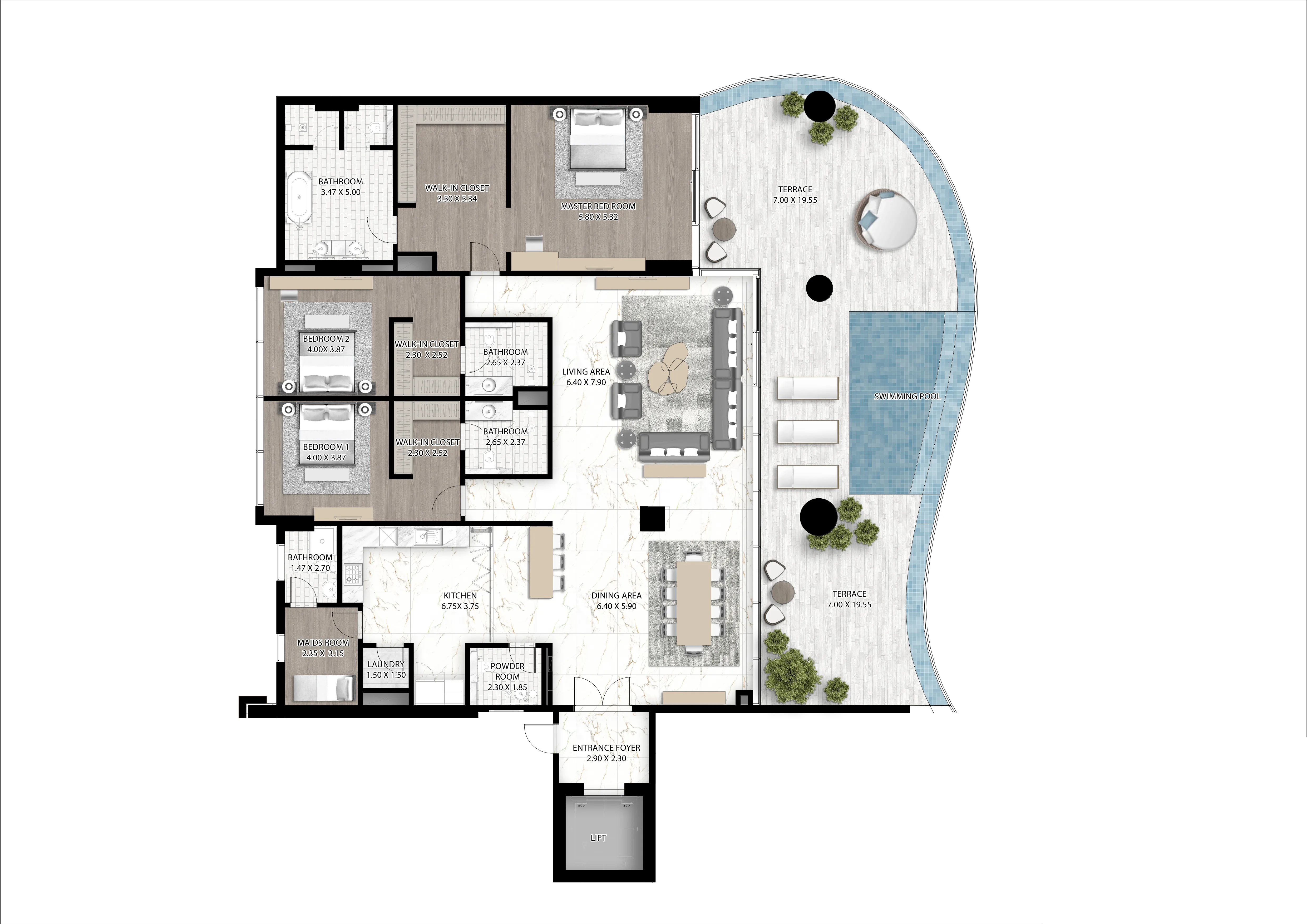 Cavalli Couture 3 bed floor plan, 4,656 sqft