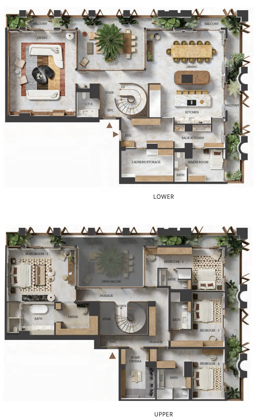 Elire Managed by LUX 4 bed floor plan, 5,392 sqft
