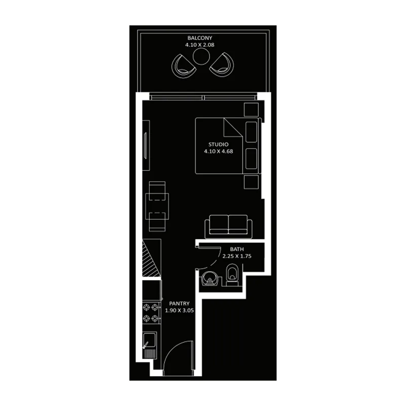 Diamondz Studio floor plan, 472 sqft