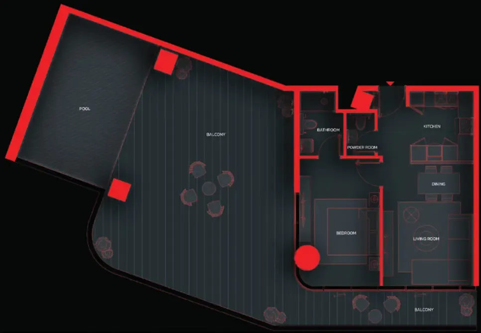 Tonino Lamborghini Residences by BNW Developments 1 bed floor plan, 1,582 sqft