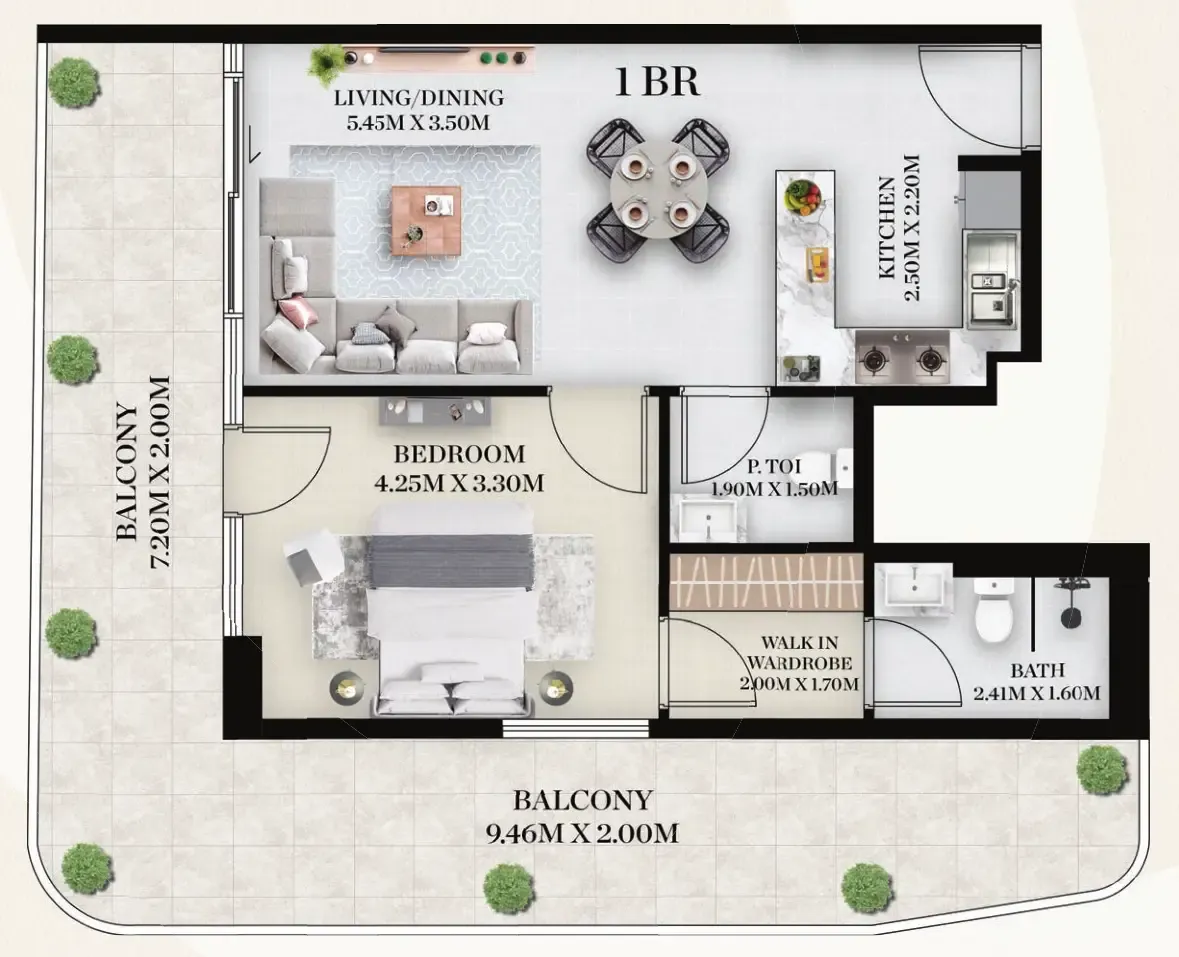 Chapter 01 by Newbury 1 bed floor plan, 1,005 sqft