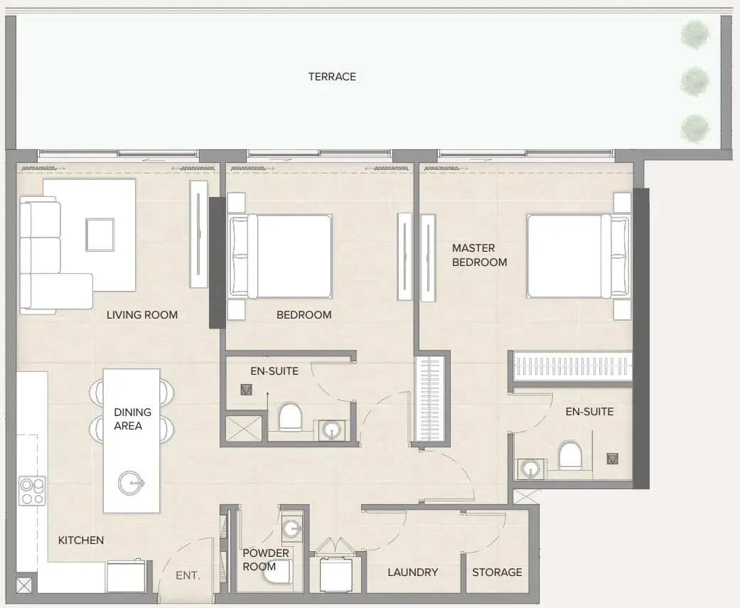 Arka Enclave Residences by Atmosphere Living 2 bed floor plan, 1,194 sqft