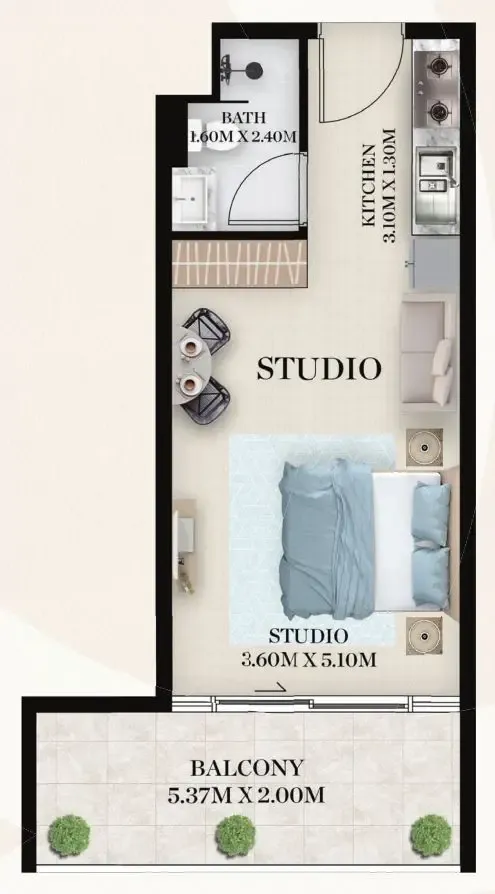 Chapter 01 by Newbury Studio floor plan, 462 sqft