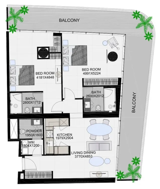 The Community Sports Arena 2 bed floor plan, 1,644 sqft