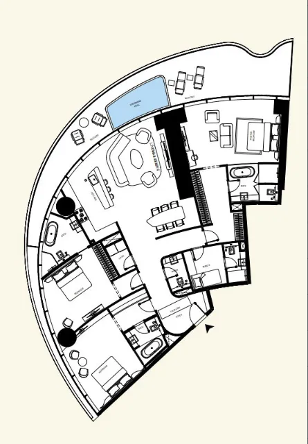 Mercedes-Benz Places by Binghatti 3 bed floor plan, 2,709 sqft