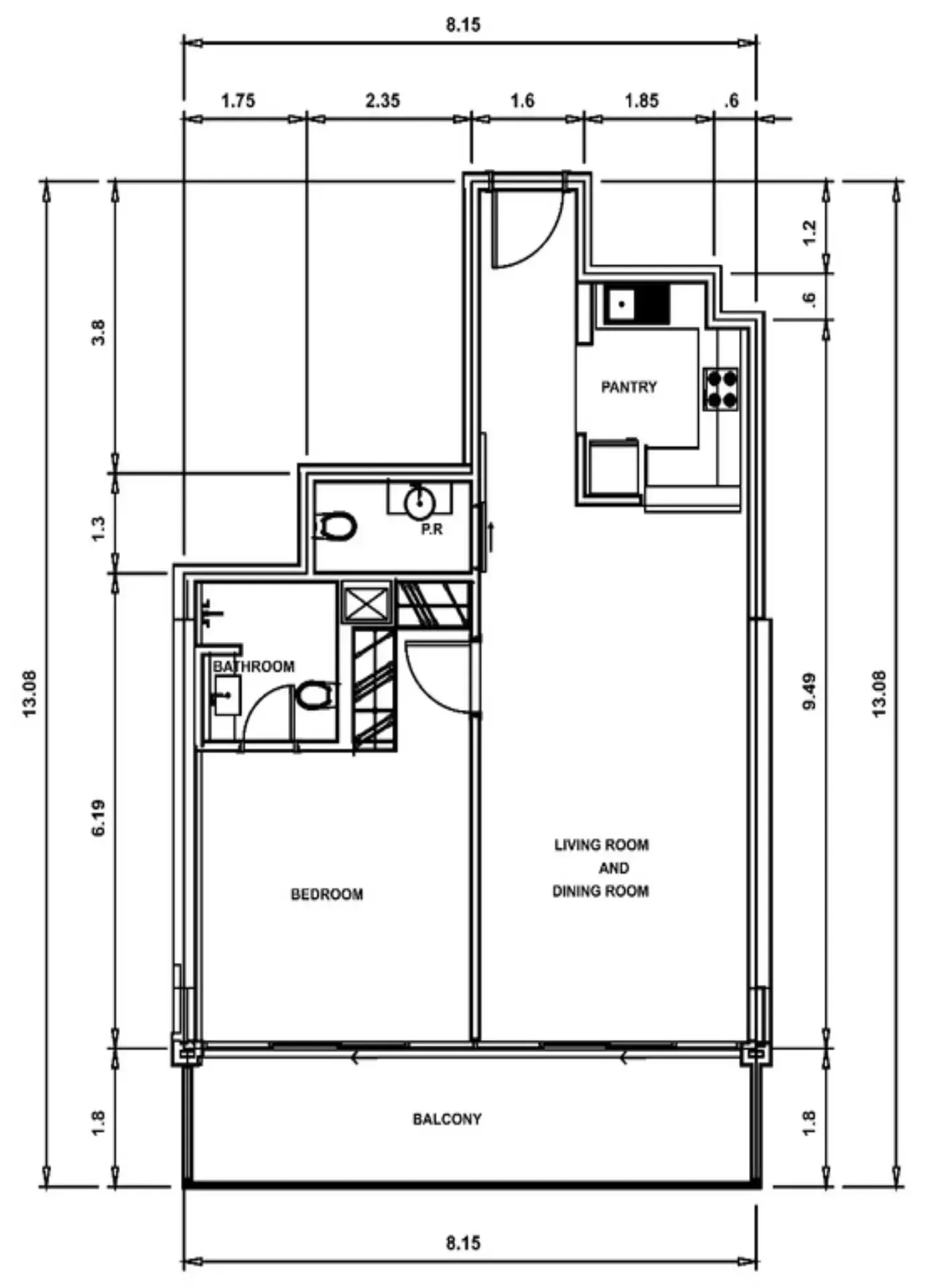 SOL Bay 1 bed floor plan, 850 – 985 sqft