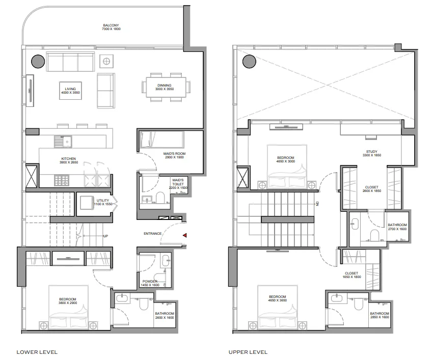 Florine Beach Residences 3 bed floor plan, 2,022 – 2,023 sqft
