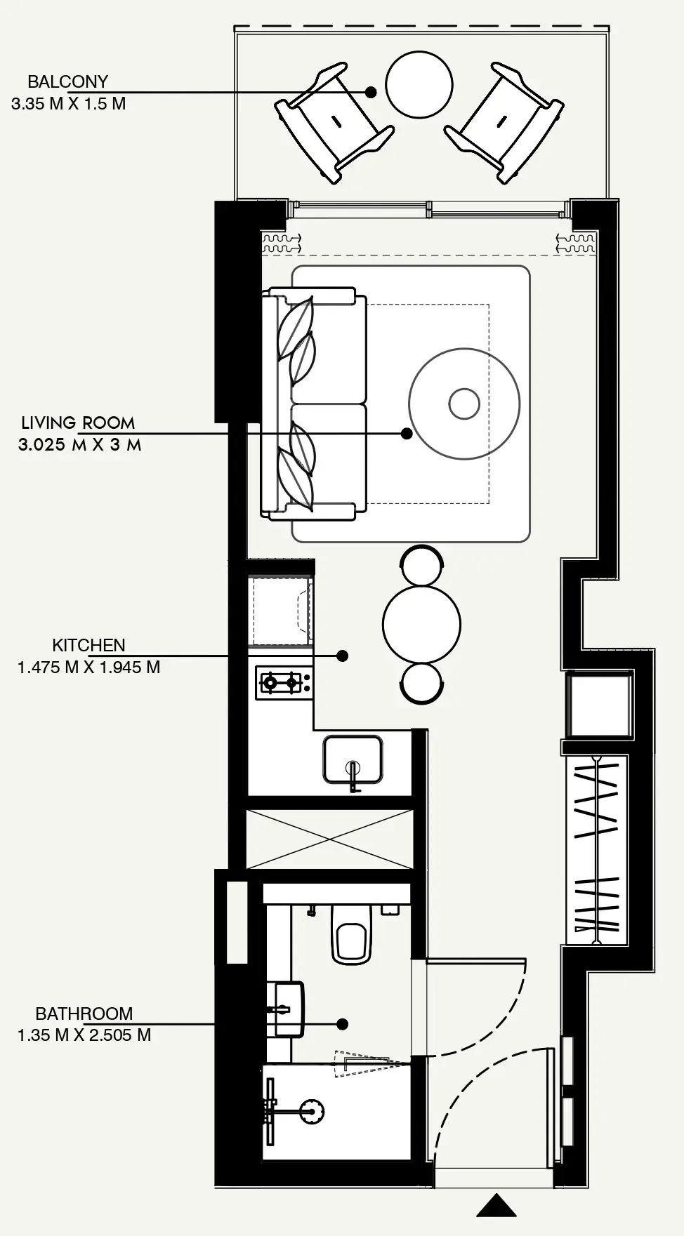 Azizi Venice Studio floor plan, 363 sqft