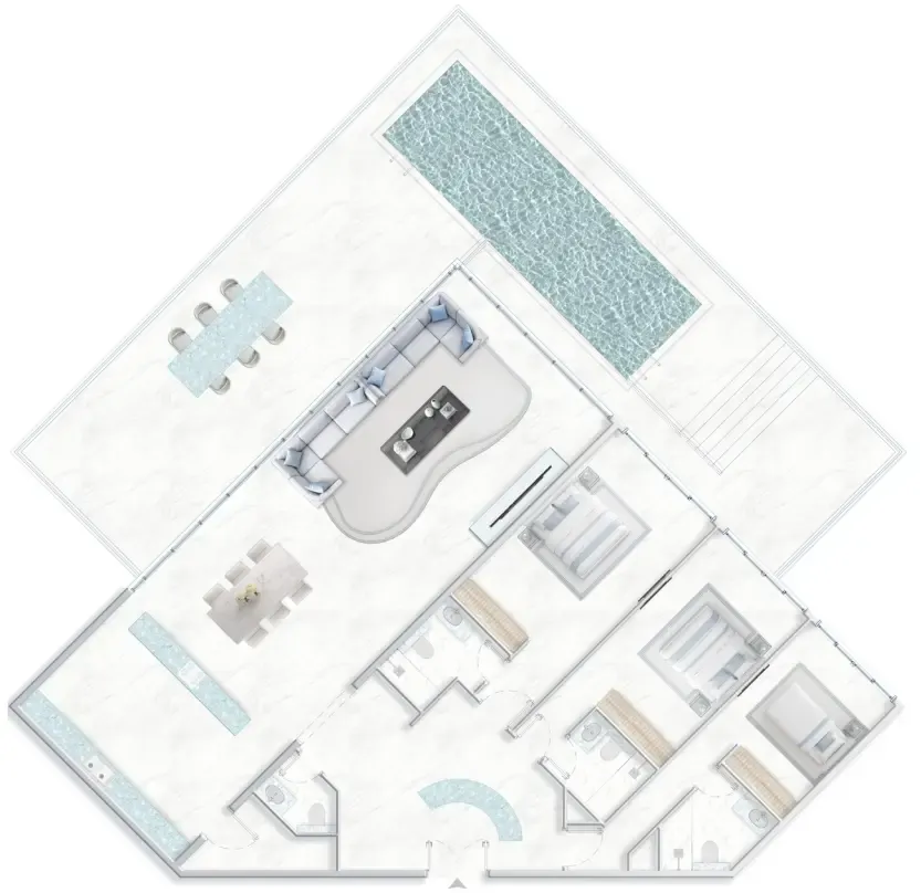 Ice Beach 3 bed floor plan, 3,654 sqft
