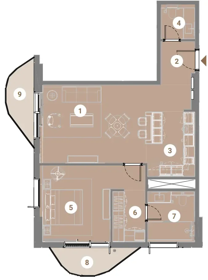 Takaya 1 bed floor plan, 1,007 sqft