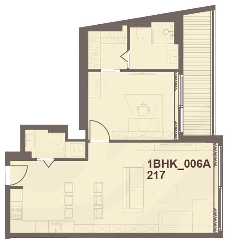 J-Haus Residence 1 bed floor plan, 870 – 871 sqft
