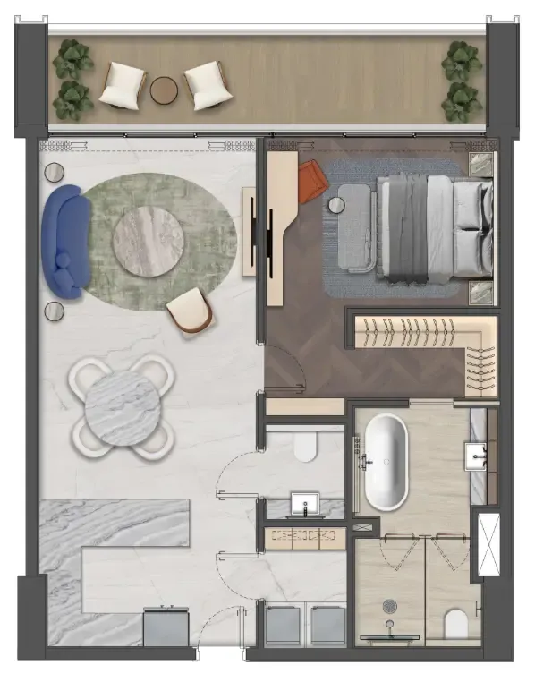 Mas Barsha Residency 1 bed floor plan, 1,022 sqft