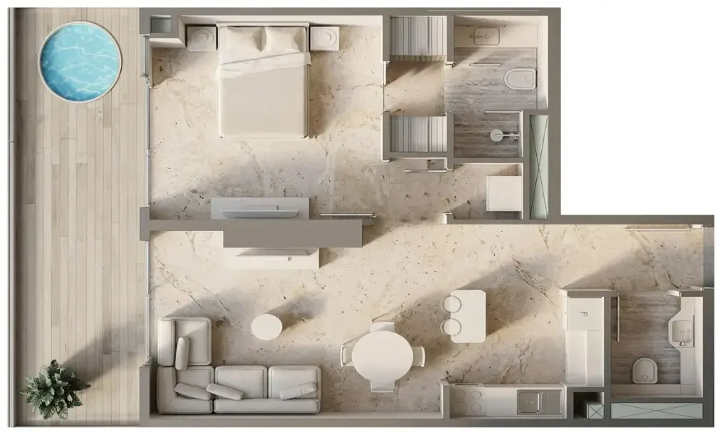 Sky Line by Peace Homes 1 bed floor plan, 824 – 986 sqft