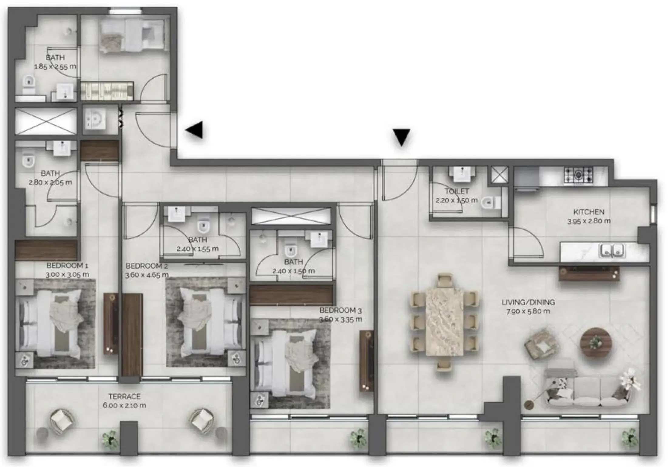 Amazonia Residence 3 bed floor plan, 1,810 sqft