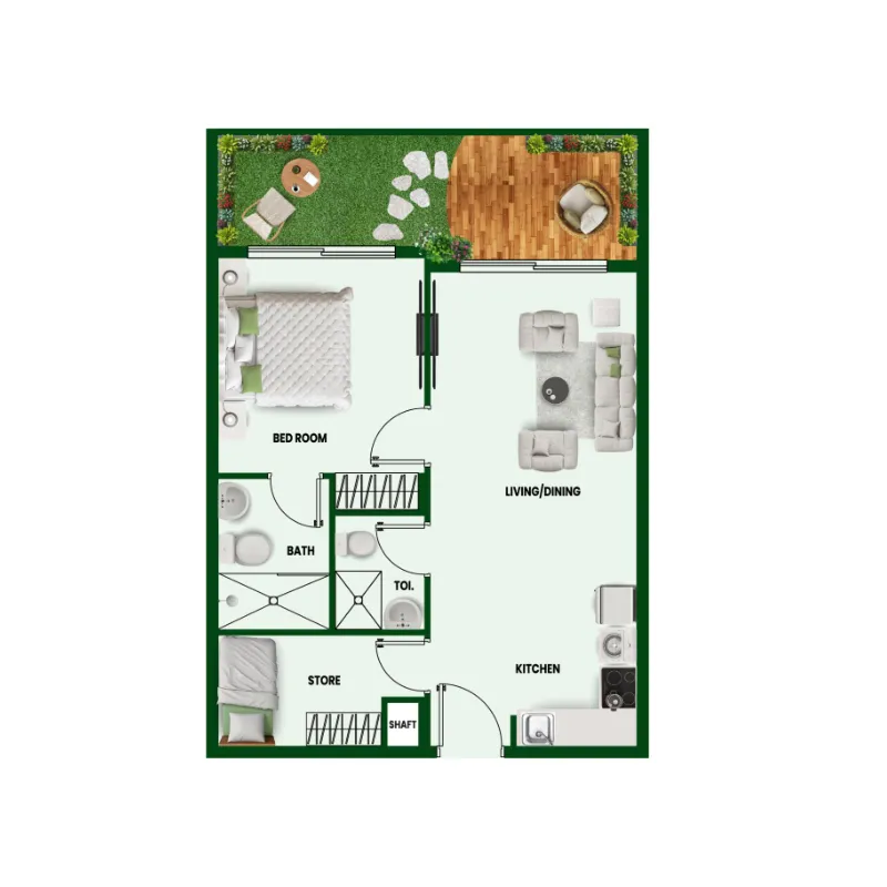 Vincitore Wellness Estate 1 bed floor plan, 738 – 808 sqft