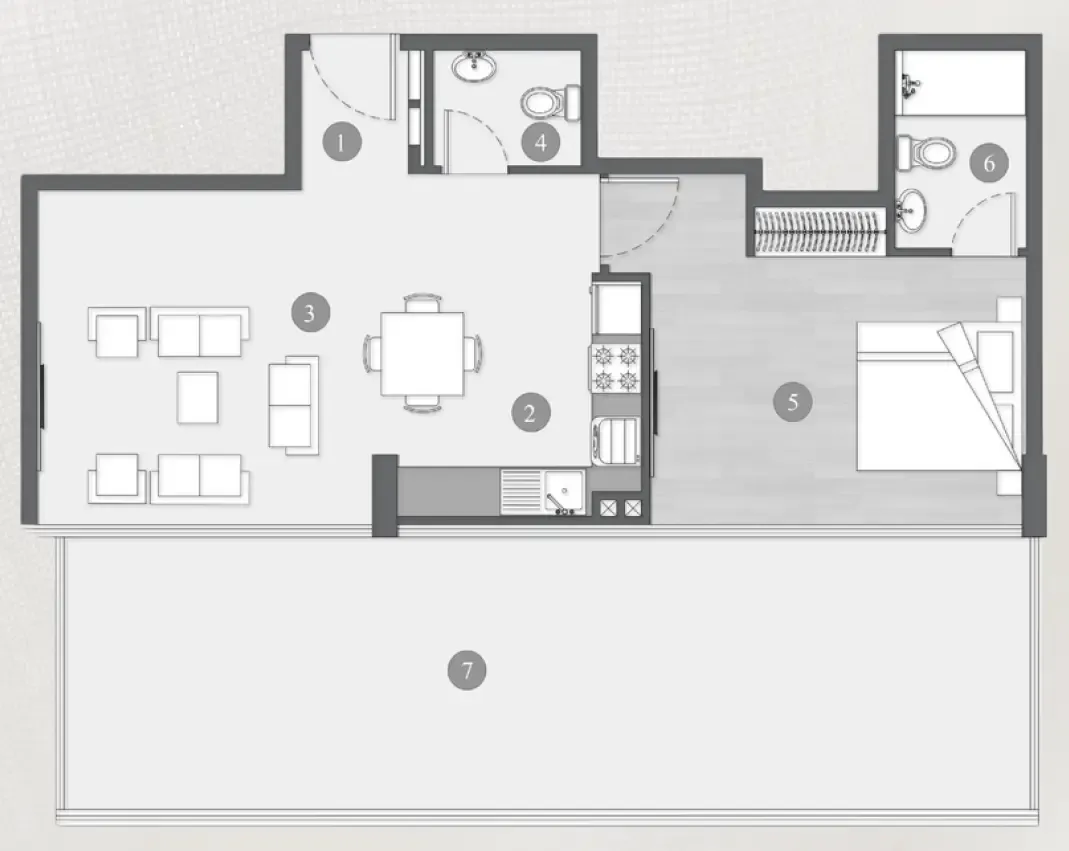 Elevia Residences  1 bed floor plan, 1,095 sqft