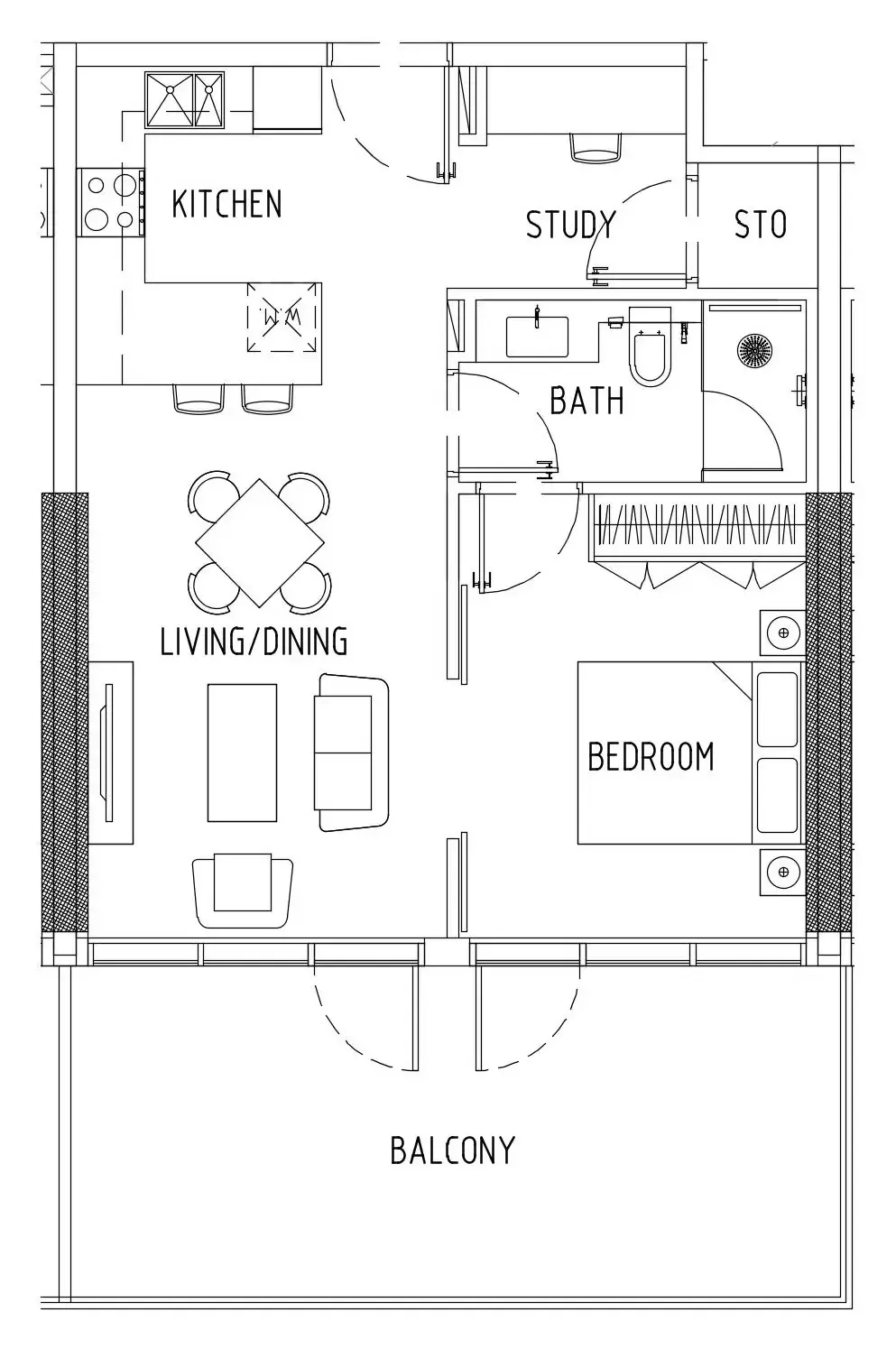 Damac District 1 bed floor plan, 780 sqft