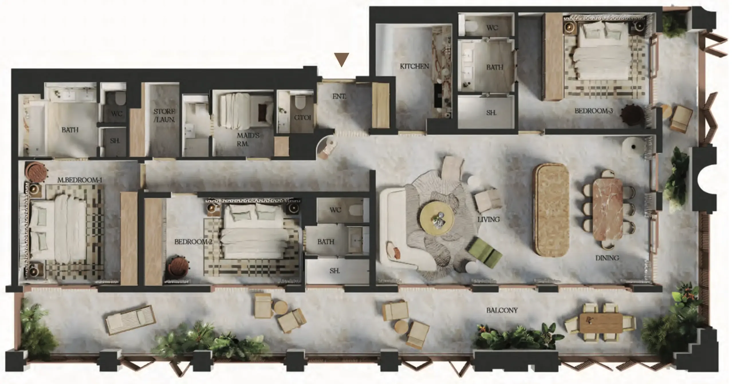 Elire Managed by LUX 3 bed floor plan, 2,621 sqft