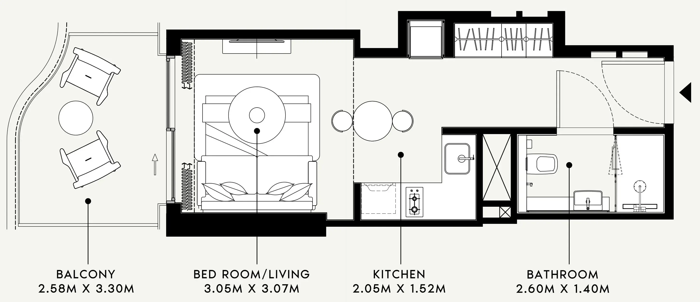 Azizi Venice Studio floor plan, 396 sqft