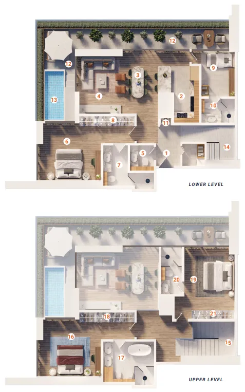 The Orchard Place Towers D & E 3 bed floor plan, 2,103 sqft