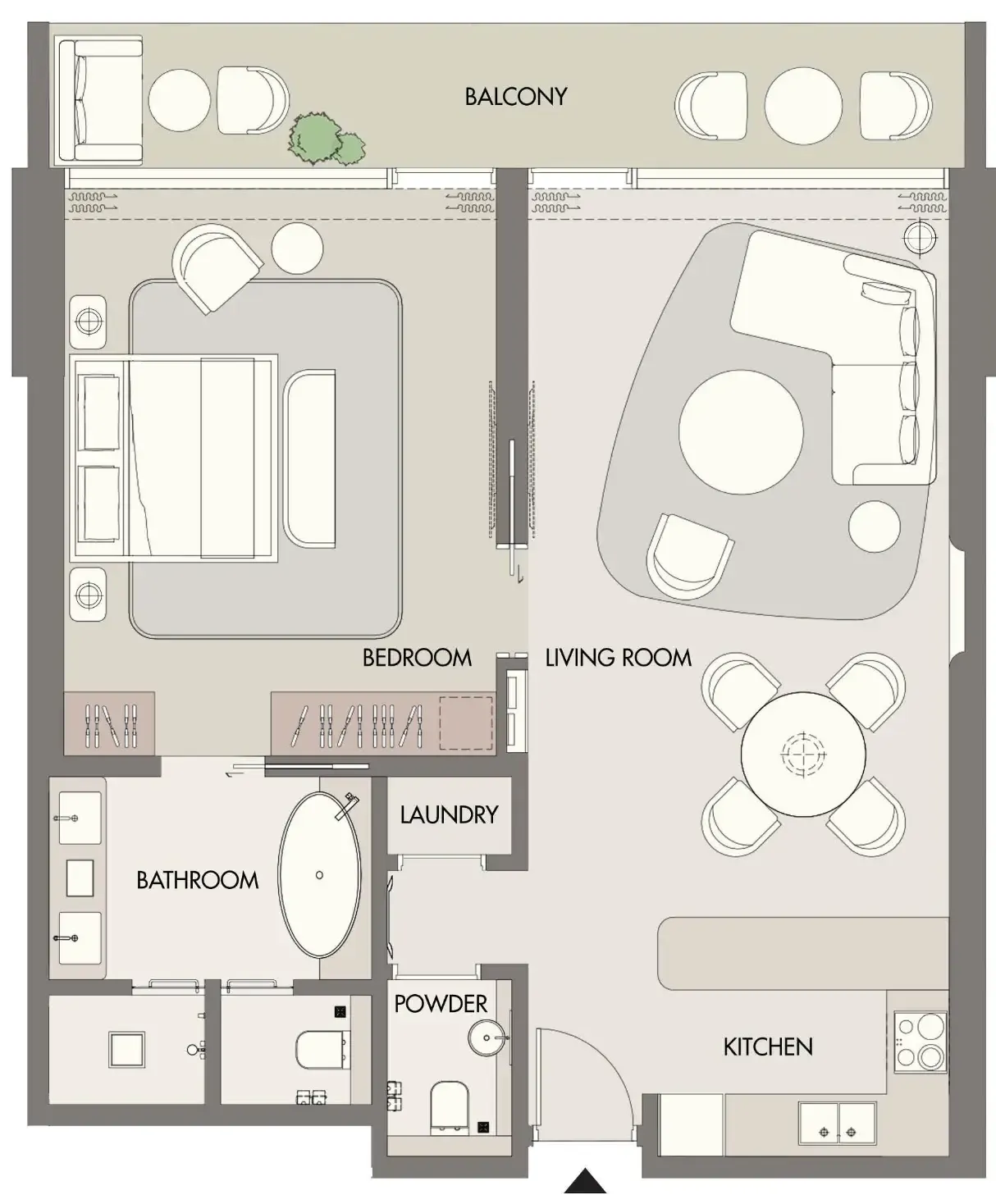 W Hotels and Residences Al Marjan 1 bed floor plan, 1,070 sqft