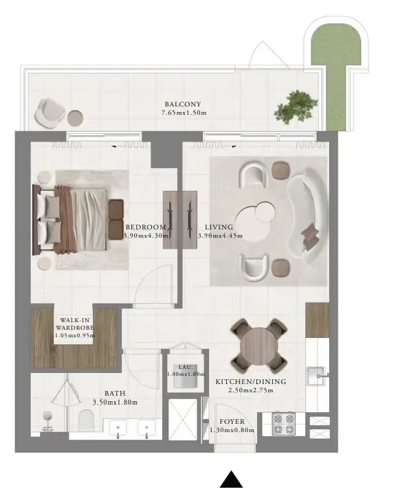Sera 2 1 bed floor plan, 858 sqft