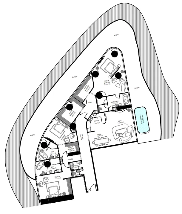 Bugatti Residences by Binghatti 3 bed floor plan, 5,619 sqft