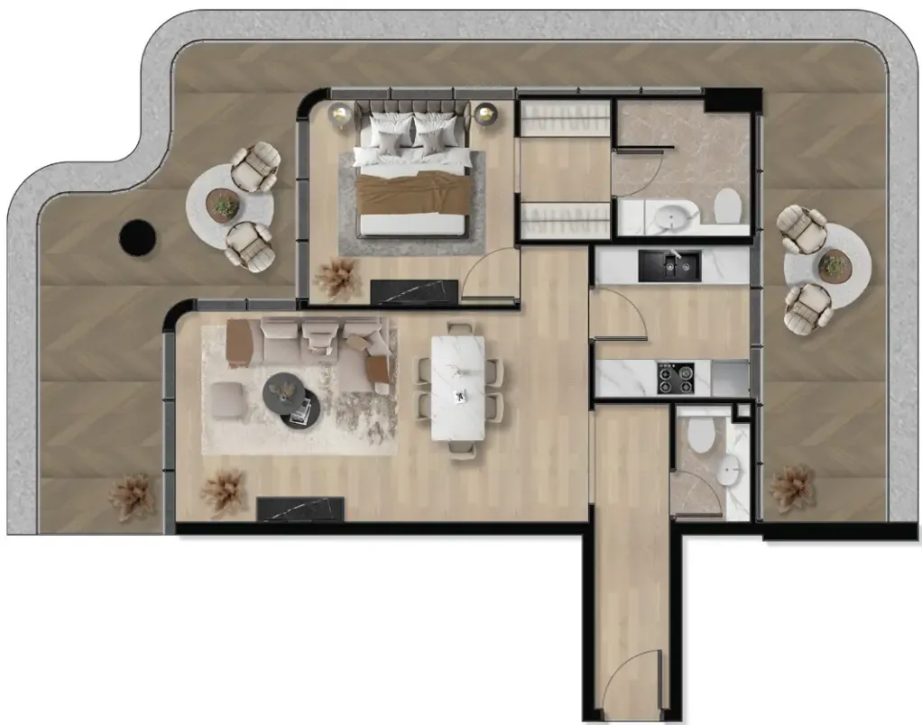 Orvessa Residences 1 bed floor plan, 1,146 sqft