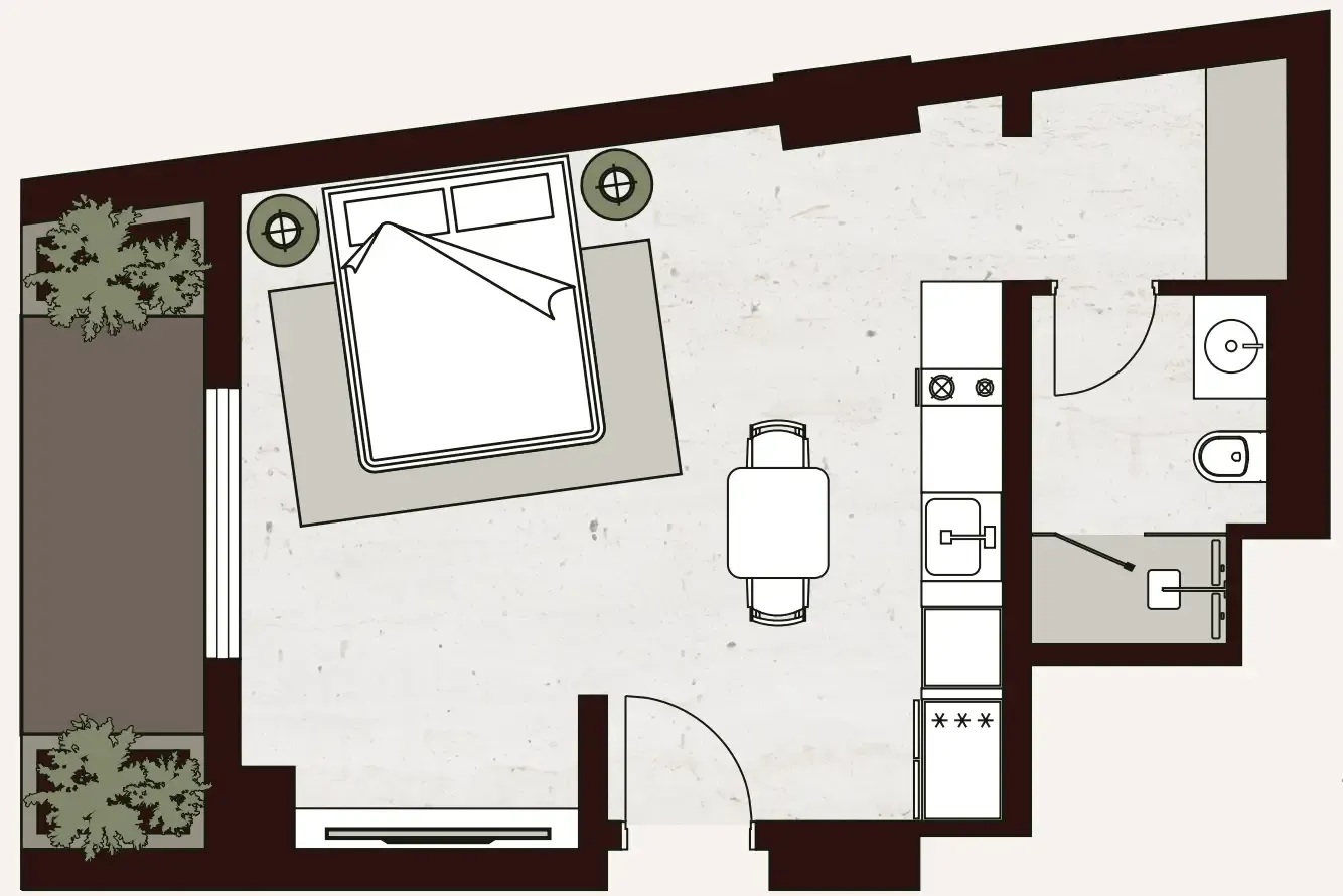Aria Heights Studio floor plan, 470 sqft