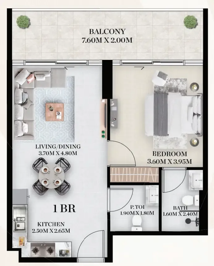 Chapter 01 by Newbury 1 bed floor plan, 751 sqft