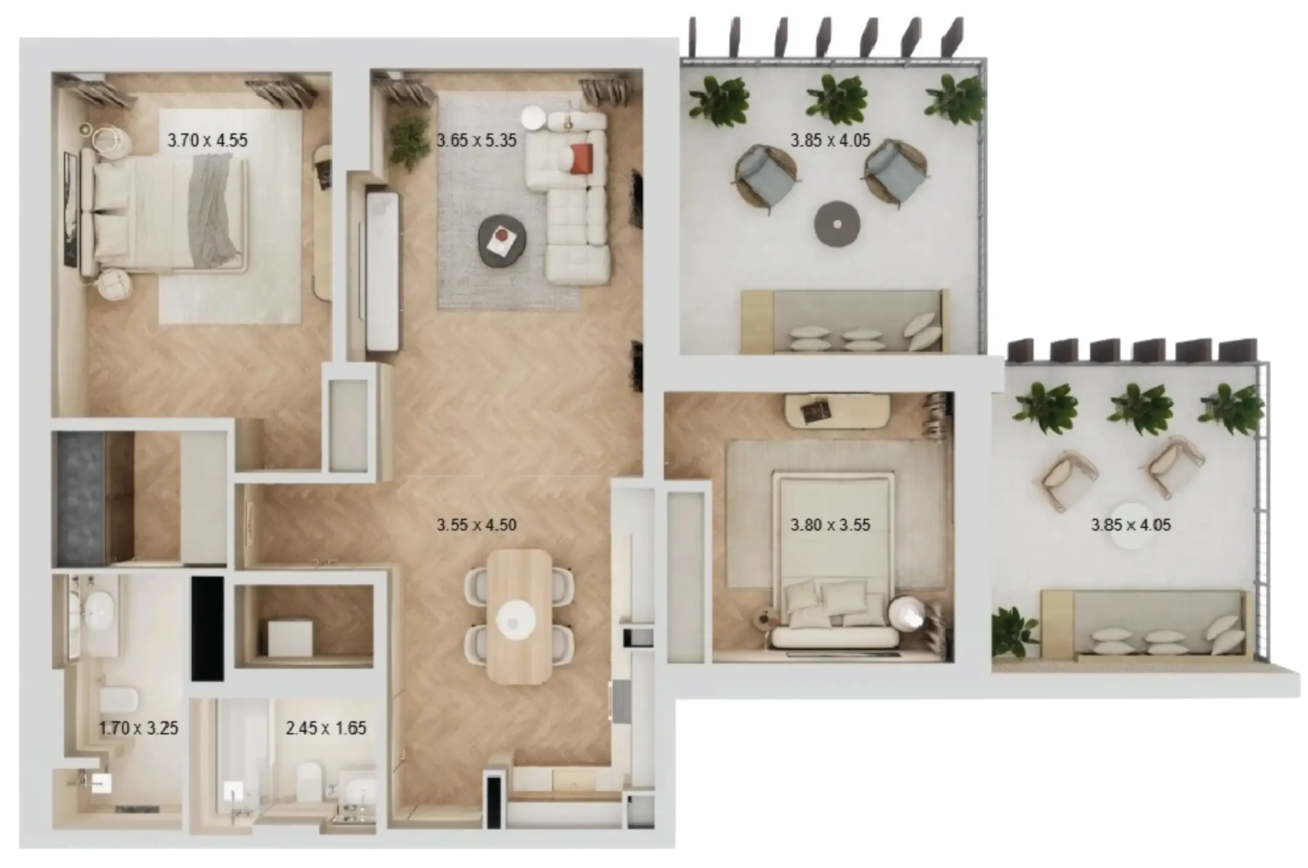 Arisha Terraces 2 bed floor plan, 1,457 sqft