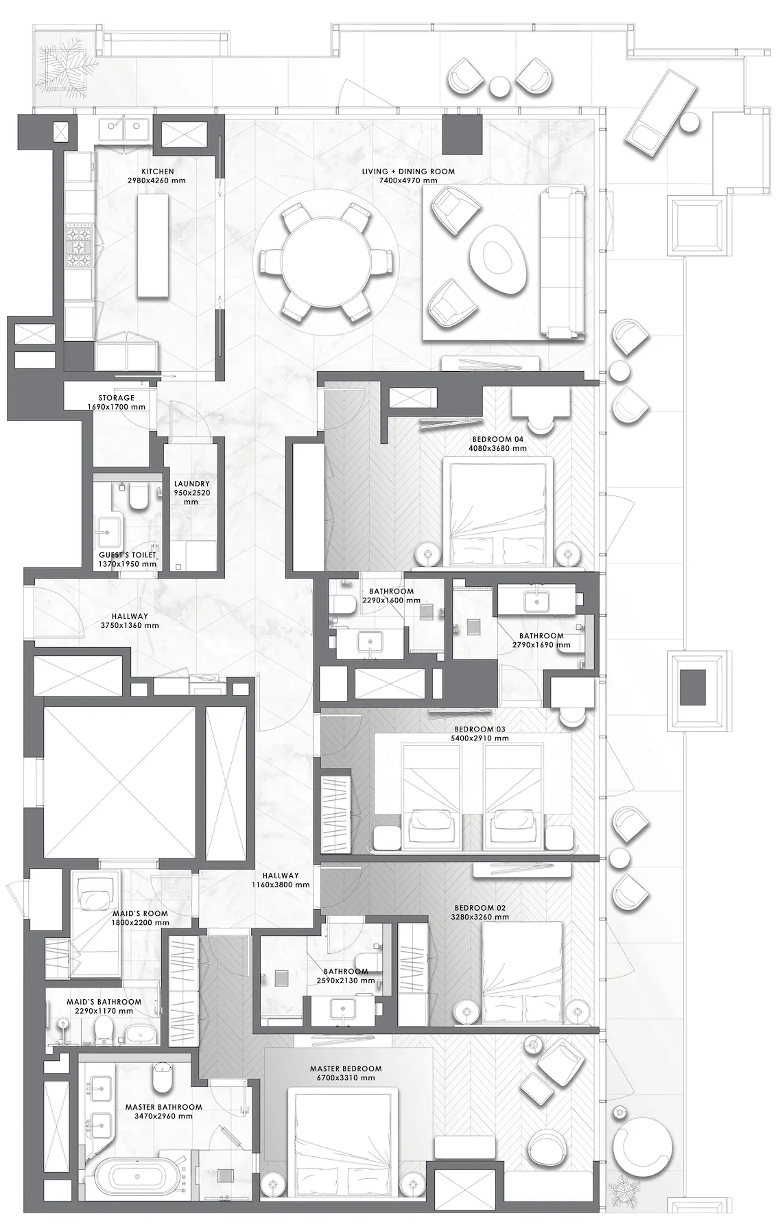 DaVinci 4 bed floor plan, 2,838 sqft