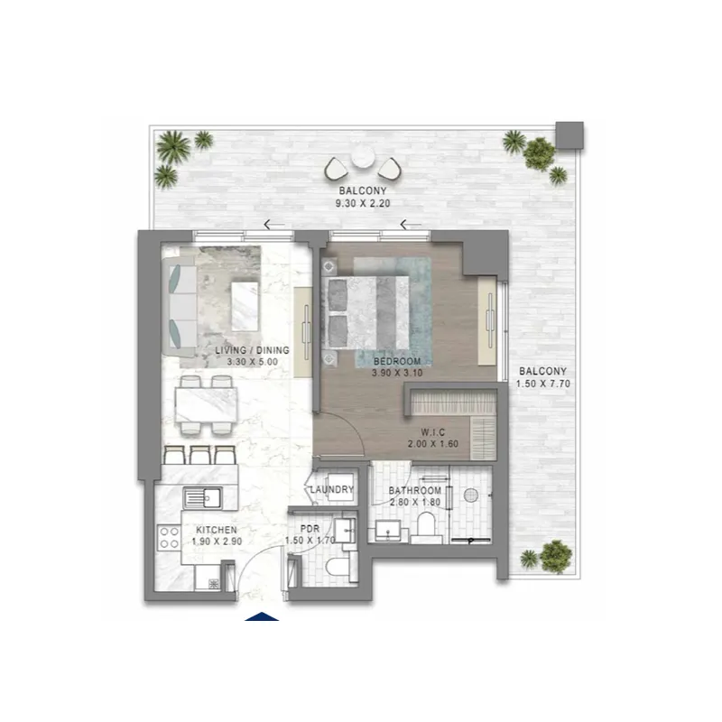 Chelsea Residences 1 Tower C 1 bed floor plan, 771 sqft