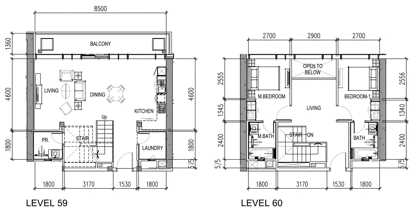 Aykon City Tower 2 bed floor plan, 1,483 sqft