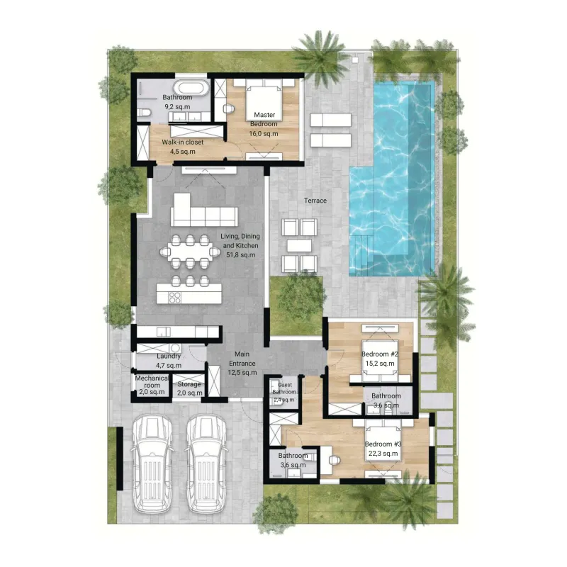 Redwood Lakeside 3 bed floor plan, 3,428 – 3,548 sqft