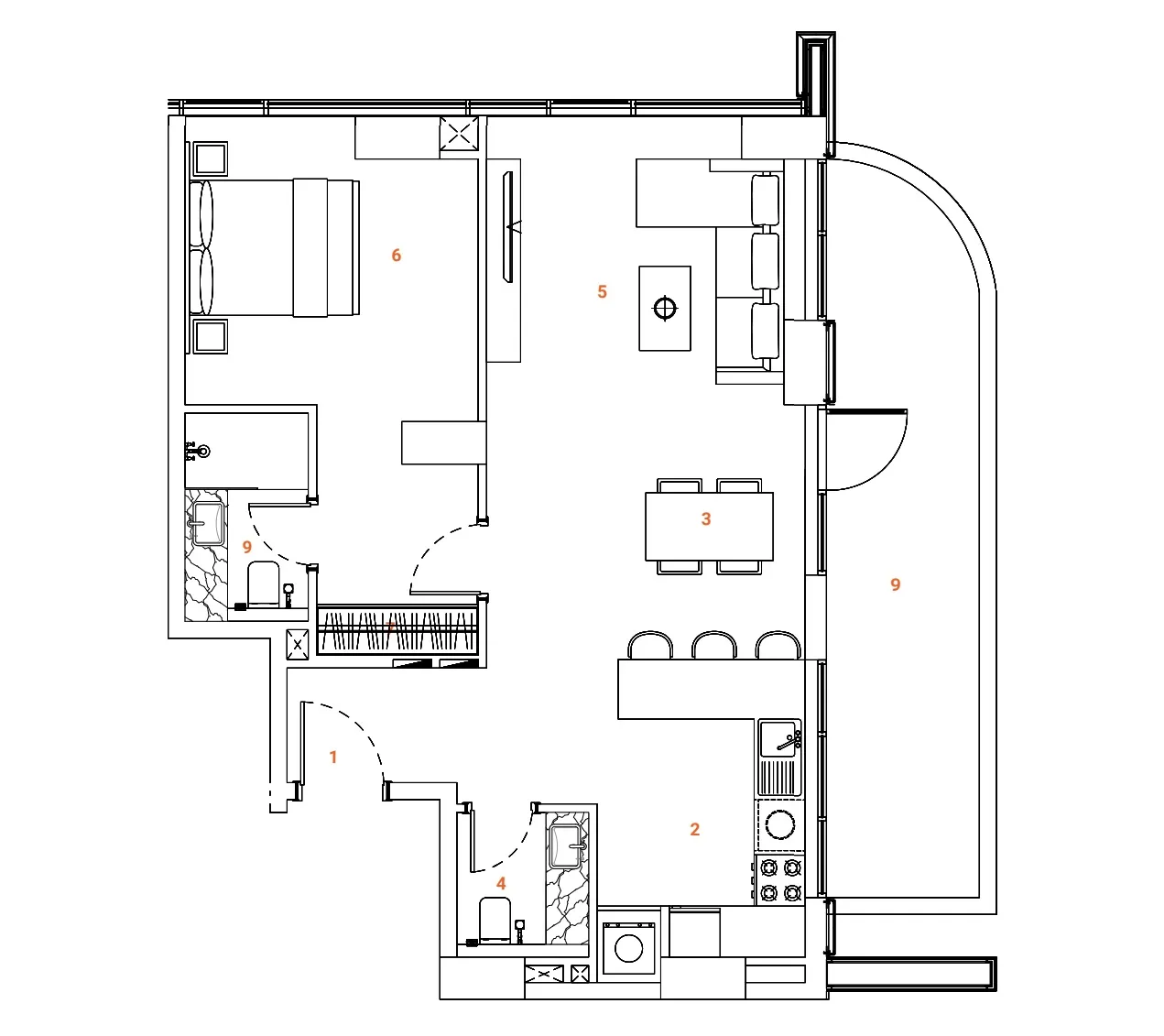 The Orchard Place Towers A & B 1 bed floor plan, 923 sqft