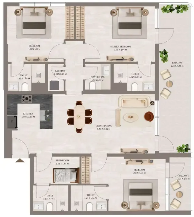 Rivo 3 bed floor plan, 1,755 sqft