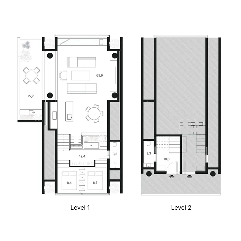 Lyvin Uluwatu 2 bed floor plan, 1,156 sqft