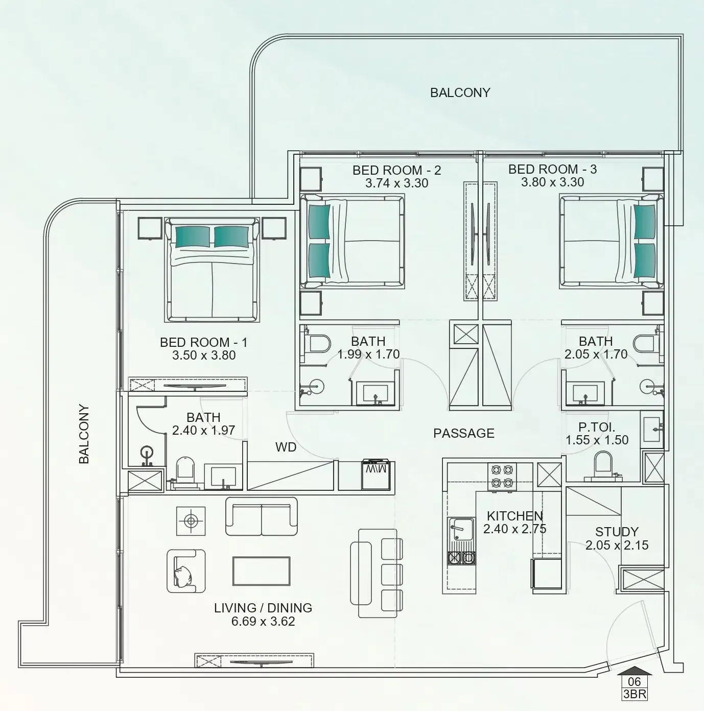 Floarea Breeze 3 bed floor plan, 1,698 sqft