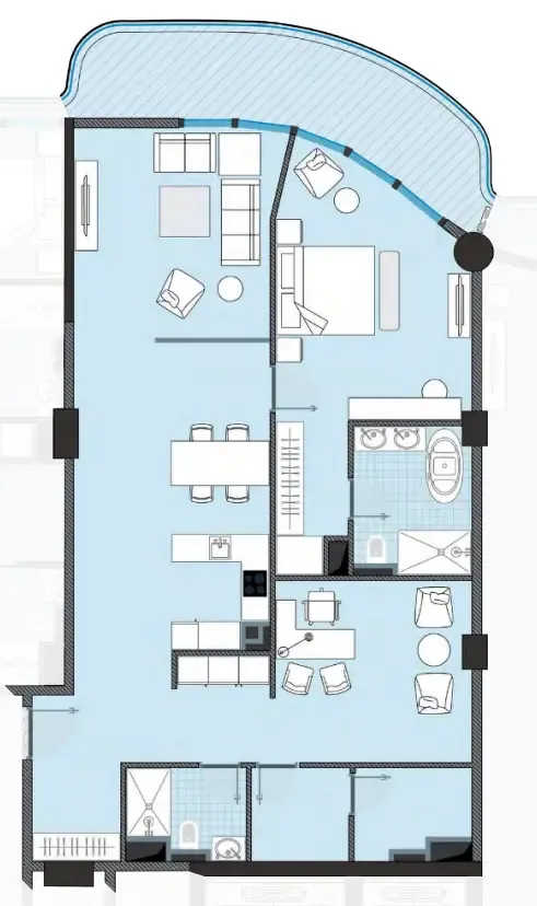 NEXT Coral 1 bed floor plan, 1,465 sqft