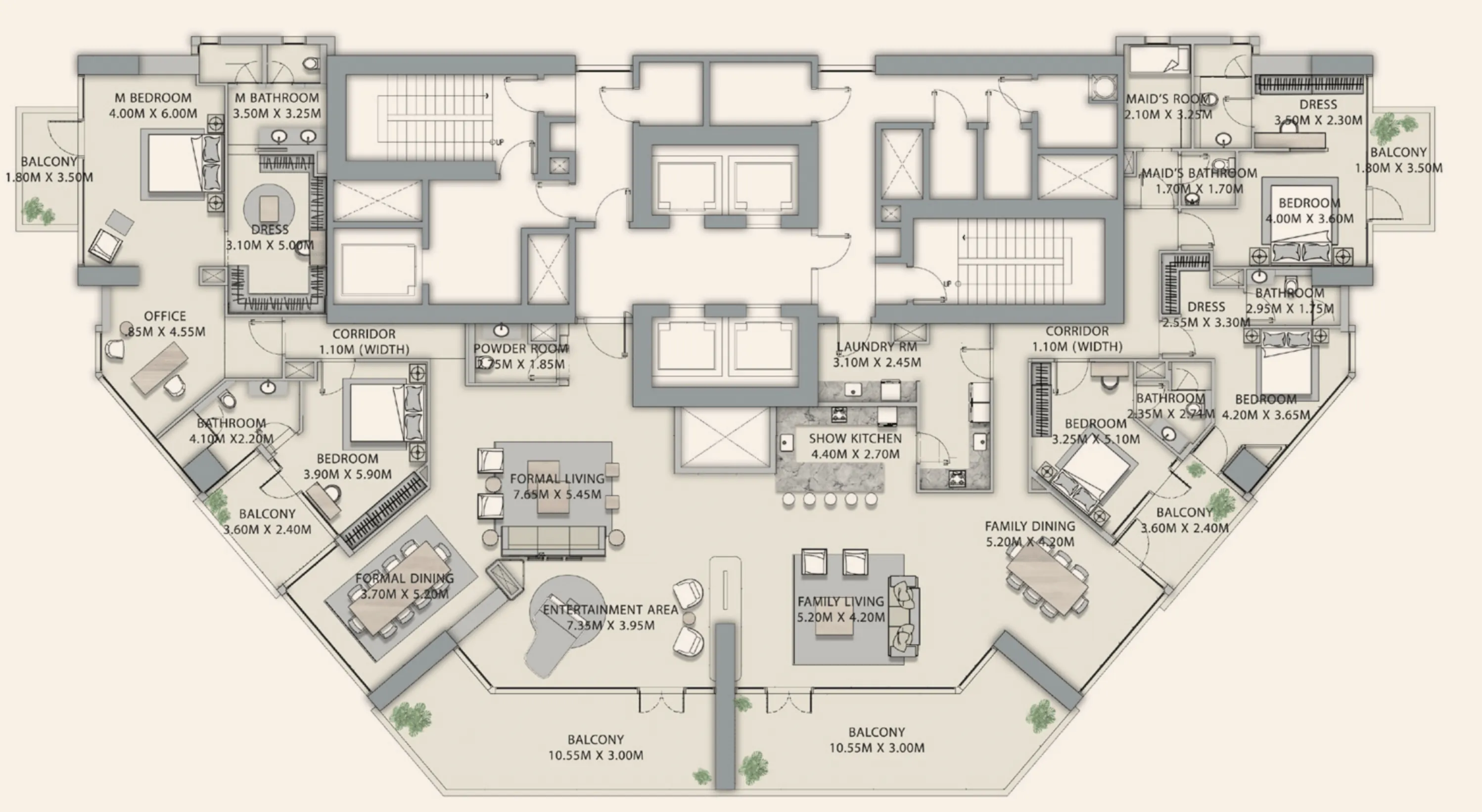 Velor Penthouses 5 bed floor plan, 6,018 sqft