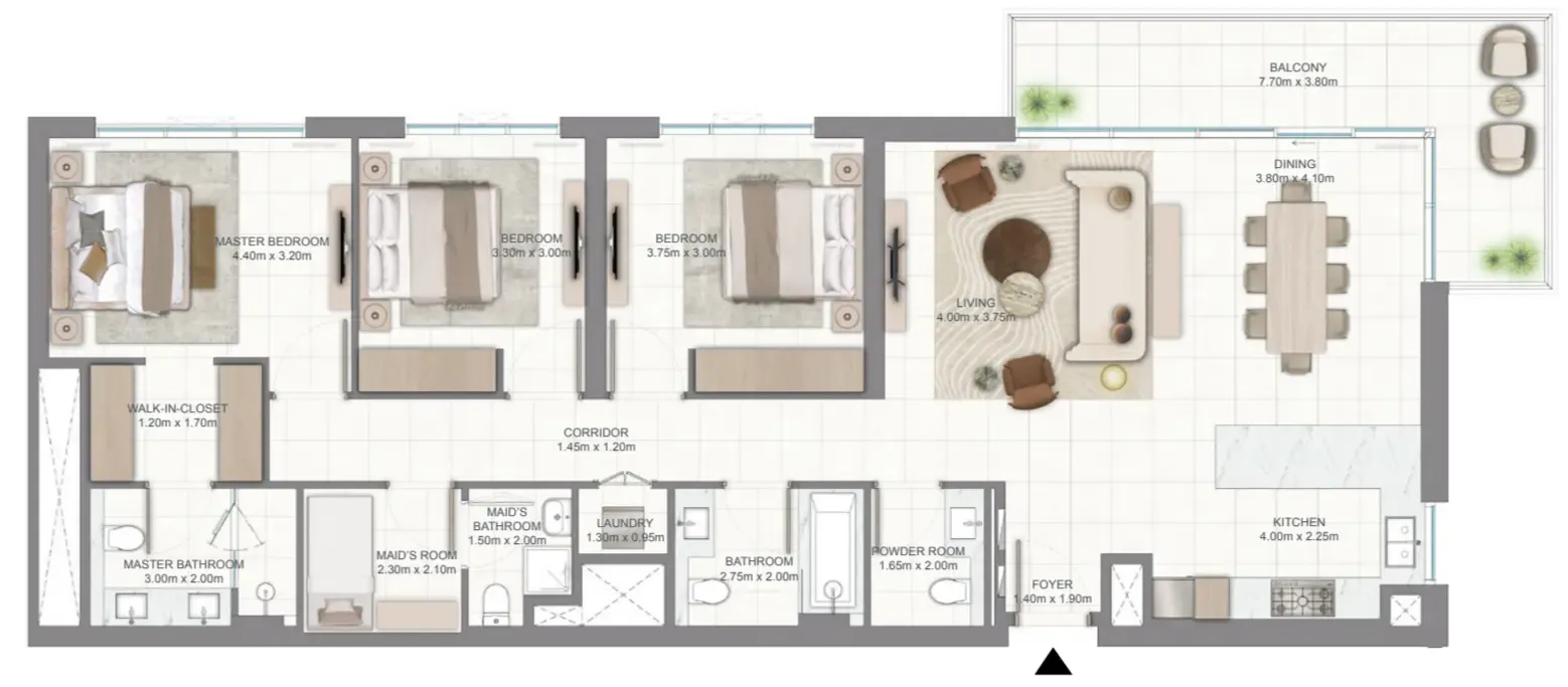 Golf Vale 3 bed floor plan, 1,725 sqft