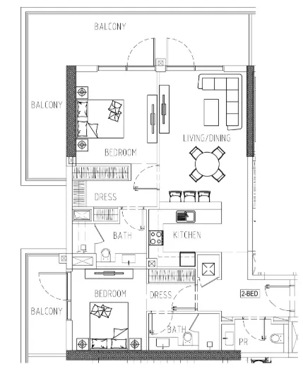 Damac Riverside Views 2 bed floor plan, 1,423 sqft