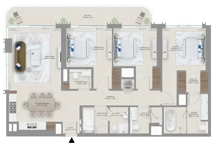 Baystar by Vida 3 bed floor plan, 1,704 sqft