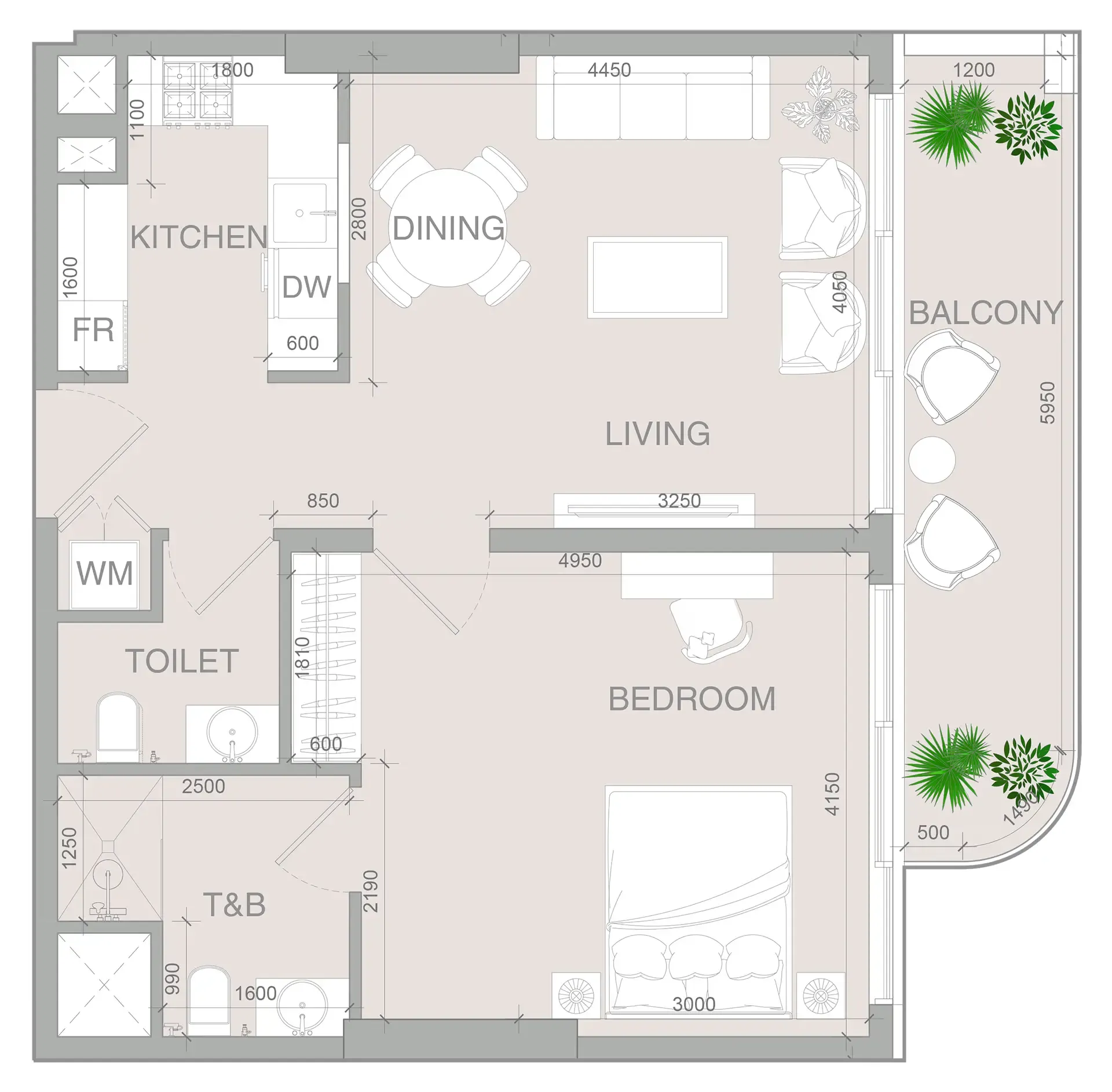 VERDAN1A 4 1 bed floor plan, 772 sqft