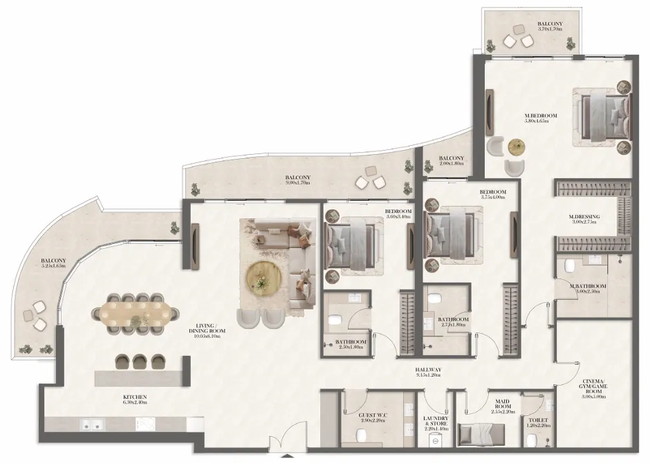 Radisson Residences Towers 1 & 2 3 bed floor plan, 3,061 sqft